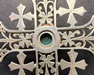 Sterling Silver Jerusalem Cross Pendant with Turquoise
