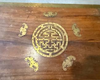 Chinese Camphor Wood Campaign Trunk Coffee Table