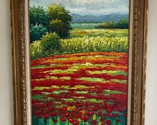 Poppy Field Landscape Oil Painting