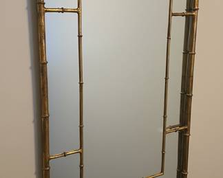 Hollywood Regency Faux Bamboo Gilt Mirror