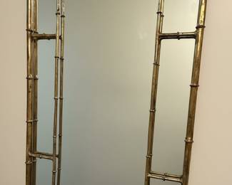 Hollywood Regency Style Gilt Faux Bamboo Mirror