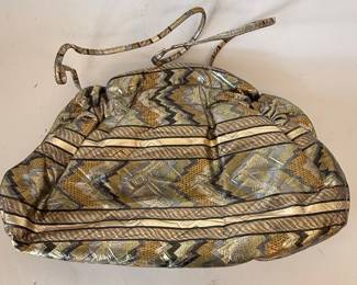 Vintage Gold Metallic Geometric Pattern Clutch Purse