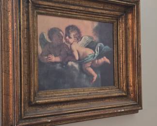 Cherub Print After Raphael's Sistine Madonna in Ornate Frame
