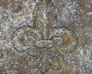 Stone Garden Bench with Fleur-de-lis Motif Style