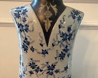 Blue and White Chinoiserie Floral Vase