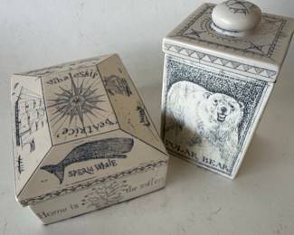 Whaleship Beatrice & Polar Bear Scrimshaw Style Decorative Boxes