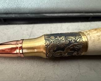 Deer Antler Bolt Action Pen with Deer Head Clip