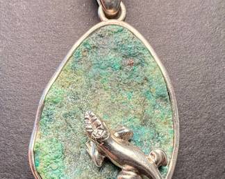Sterling Silver and Turquoise Lizard Pendant