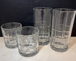 Anchor Hocking Tartan (Manchester) Grid Pattern Glass Tumblers