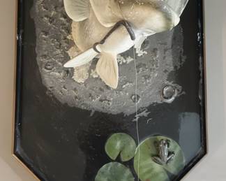 Taxidermy Largemouth Bass with Frog Diorama