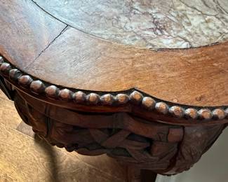 Chinese Carved Rosewood and Marble Top Plant Stand