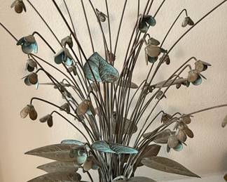 Mid-Century Modern Brutalist Metal Floral Sculpture