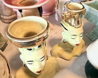 Pair of MCM Nubian head vases.