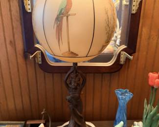 1920s Art Deco figural lady table lamp.