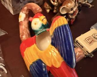 Painted parrot planter.