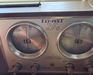 Vintage Tempest Deluxe AFC solid-state AM/FM stereo receiver with 4-speaker Stereo-Sonic label.