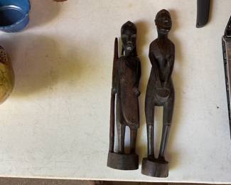 Pair of carved African-style wooden figures.