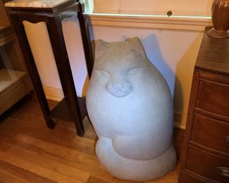 Large matte pottery floor vase or sculptural vessel; pottery decor piece.