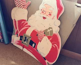 Large flat Santa holiday yard sign or wall decoration.
