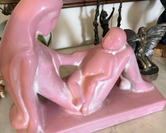 Royal Haeger pottery mother and child statue.