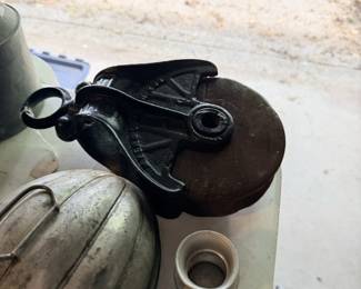 Vintage barn pulley.