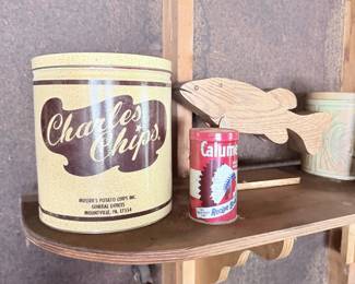 Vintage Chalk Whip container and Grapico soda advertising can/bottle.