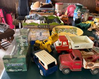 TOYS AND LARGE POOL TABLE WITH PING PONG TOPPER