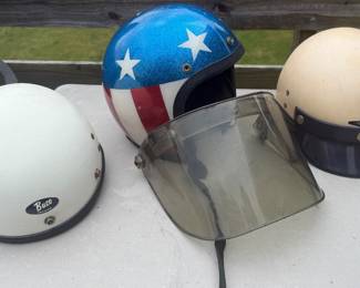 VINTAGE BUCO, CAPTAIN AMERICA MOTORCYCLE HELMETS 