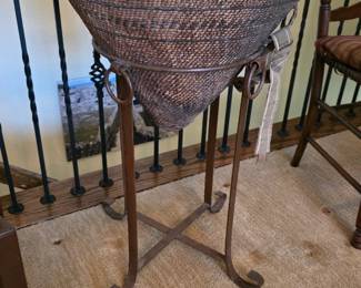 Mid 20th Century conical wicker basket in excellent condition