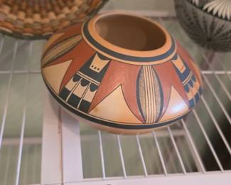 Hand-coiled and painted Mata Ortiz polychrome pottery bowl