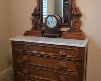 Victorian Walnut Marble Top Dresser