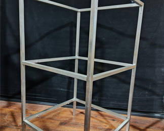 Lot 615: Short Brushed Stainless Steel 3-Tier Display Frame (20" x 20" x 36")