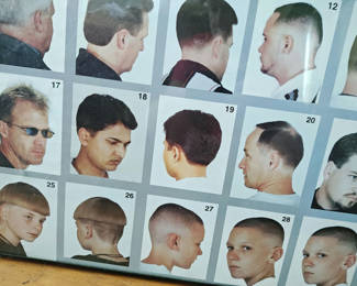 Lot 616: Vintage 90s Barber Shop Haircut Style Chart Poster (Tempered Glass & Aluminum)