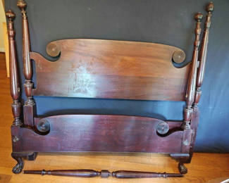 Lot 636: Antique American Empire Revival Mahogany Full-Size Bed Frame – Project Piece