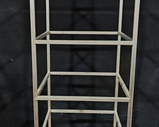 Lot 605: Tall Brushed Stainless Steel 5-Tier Etagere / Display Frame (20" x 20" x 66")