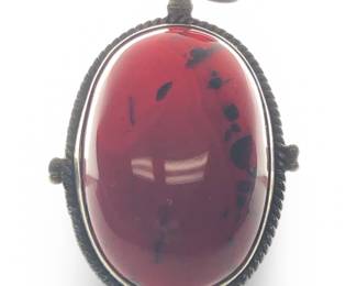 Vintage Sterling Silver Red Jasper Pendant