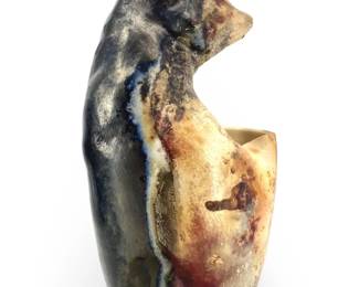 Vintage Glazed Figural Ceramic Vase
