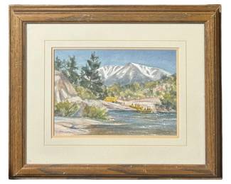 Signed J. Emison “Catching the Bus" Watercolor