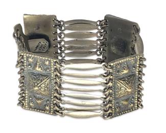 Mexico Alpaca Art Deco Panel Bracelet