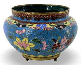 Vintage Enameled Brass Cloisonné Bowl