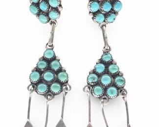 Sterling Turquoise Dishta Style Chandelier Earring