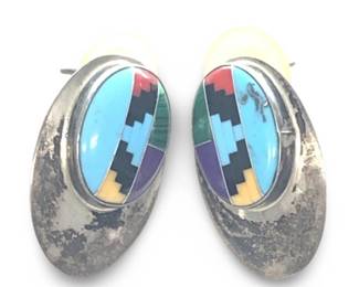 Sensa Eustace Sterling Multi Stone Inlay Earrings