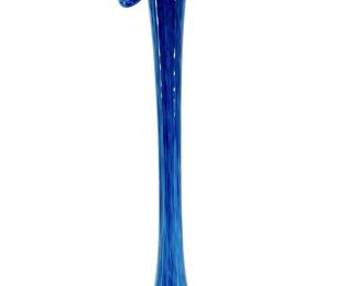 Hand Blown Blue Jack in the Pulpit Art Glass Vase