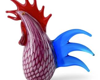 Art Glass Rooster Sculpture