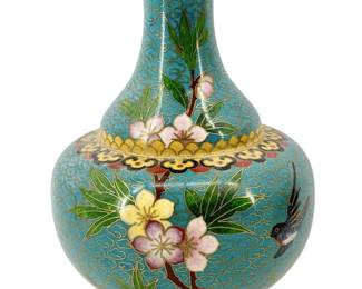 Vintage Enameled Brass Cloisonné Vase