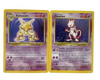Holo Base Set Alakazam and Mewtwo Pokémon Cards