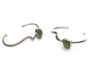 (2) Signed JENN Sterling Silver Turquoise Bracelet