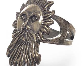 Aesthetic Sterling Silver Bearded Sunface Ring