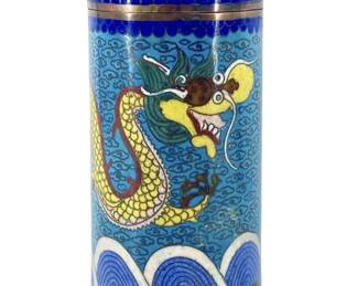 Antique Qing Dynasty Cloisonné Dragon Trinket Box