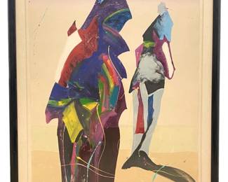 Huge Signed "Two Indians" Original Veloy Vigil